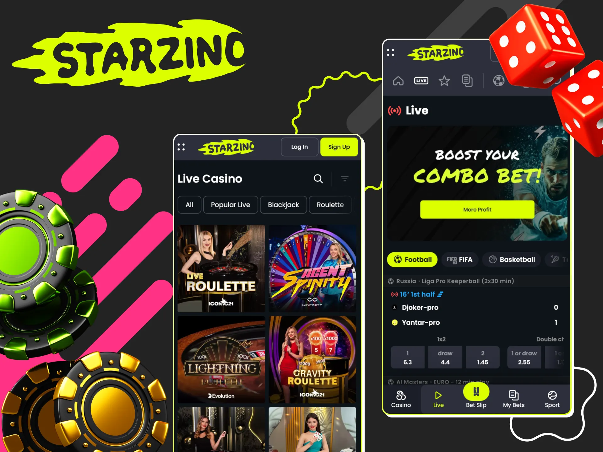 Speel casinospellen en plaats sportweddenschappen bij Starzino online casino.