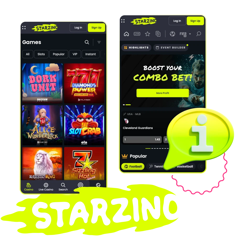 Speel bij Starzino online casino en ontvang uw bonussen.
