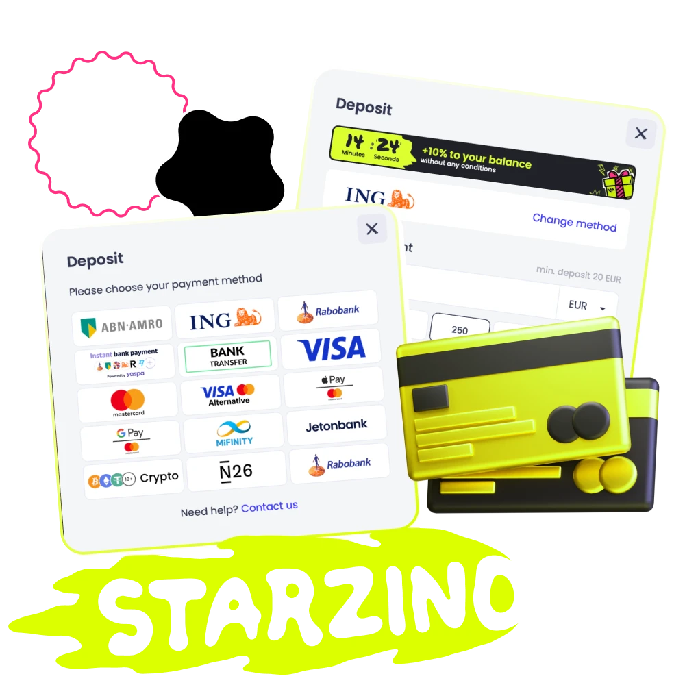 Online casino Starzino biedt een breed scala aan stortingsmethoden.